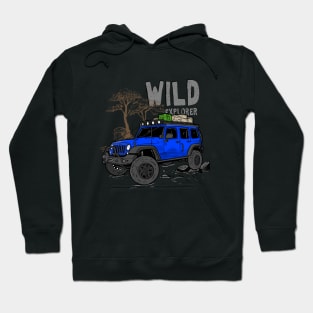 Wild Explorer Jeep - Adventure Blue Jeep Wild Explore for Outdoor enthusiasts Hoodie